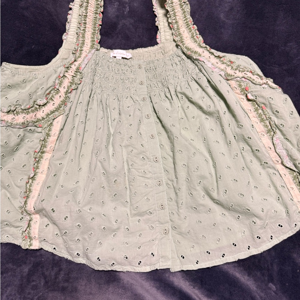 House of Harlow 1960 Sage Eyelet Blouse